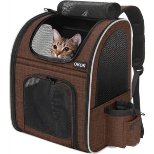 Mochila transportadora transpirable para gatos con ventanas de malla