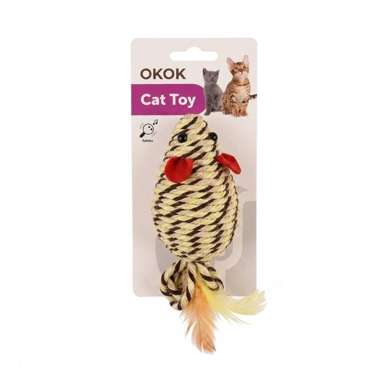Juguete Ratón Rascador de Cuerda de Okok con Plumas para Gatos - Imagen 2