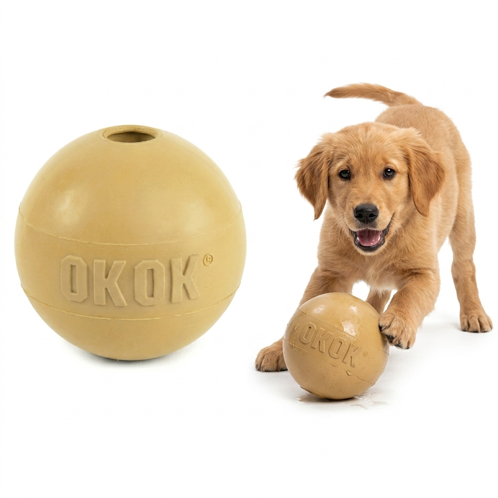 Pelota de Caucho Natural Ultra Resistente OKOK – Juguete Rellenable para Perros - Imagen 2